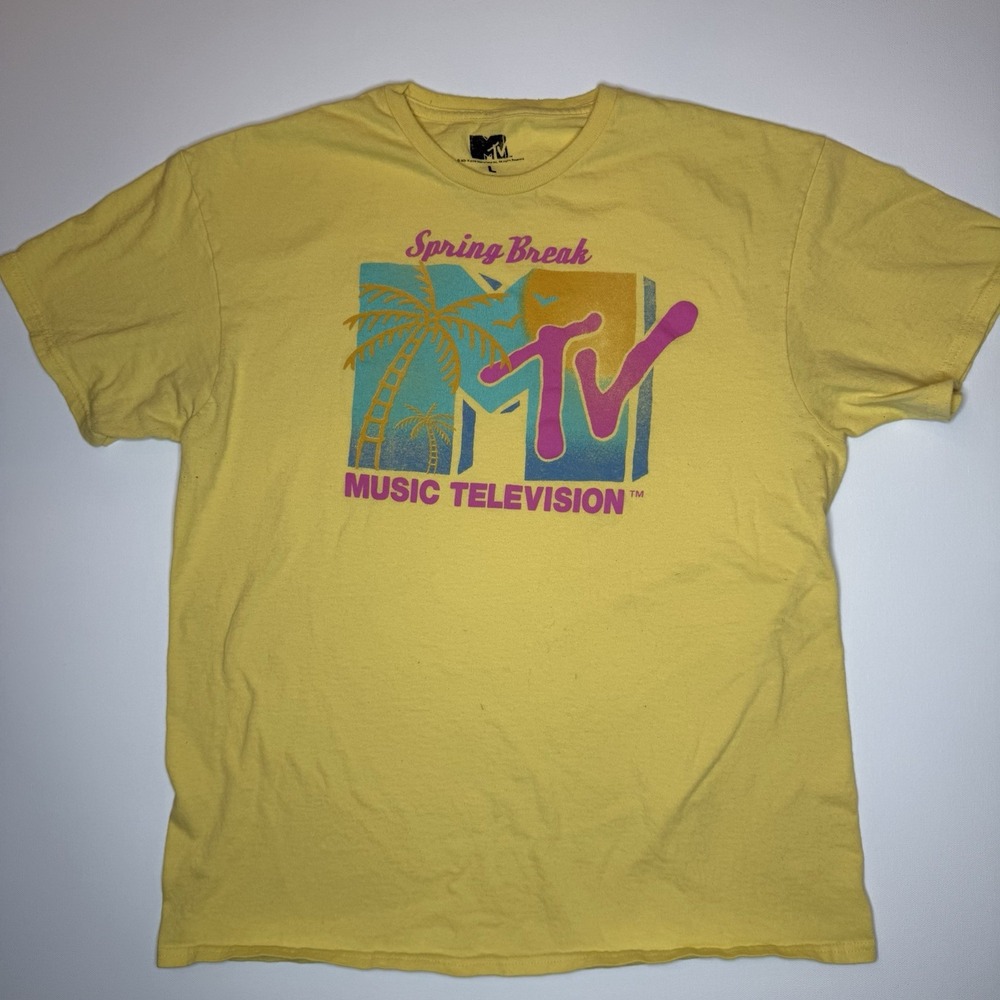 MTV Spring Break Graphic T-shirt Size Large Yellow